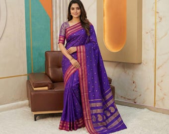 Traditional Paithani Silk Narayanpet saree Indian Women Designer Traditional Ethnic dress zari weaving