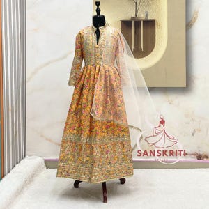 Floral Kids Gown for girls Sequins Embroidery Gown Indian Kids dress Wedding Kids Anarkali Readymade Kids Dresses, Designer Suits For Kids