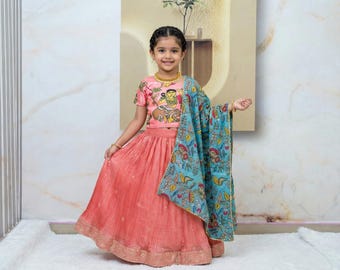 Embroidered Kids Lehenga Choli: Indian Wedding Outfit, Festival Wear baby lengha chaniya choli