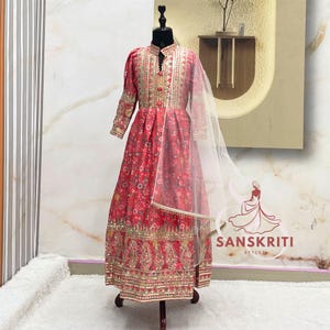 Floral Kids Gown for girls Sequins Embroidery Gown Indian Kids dress Wedding Kids Anarkali Readymade Kids Dresses, Designer Suits For Kids