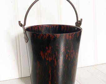 Rare Vintage Brown Marbled Bakelite Ice Bucket - Art Deco Mid Century Decor