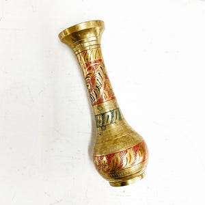 Small Vintage Solid Etched Brass Vase with Beautiful Details Made in India
