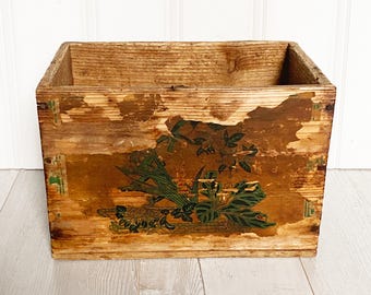 Antique Wood Crate Medium Size Wooden Box Rustic Home Decor Storage Box