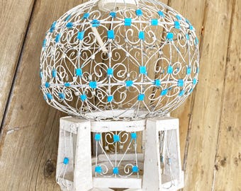 Vintage Wood & Wire Bird Cage – Tunisian Onion Dome Style With