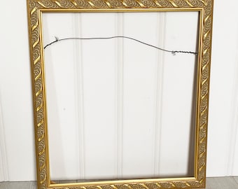 Vintage Gold Ornate Wooden Picture Frame, Large Wall Decor