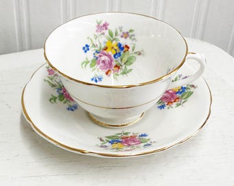 Collingwood Bone China Cup and Saucer (465) - Blue Flowers