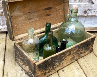 Antique Wooden Trunk Early 1900's Tool Box Chest