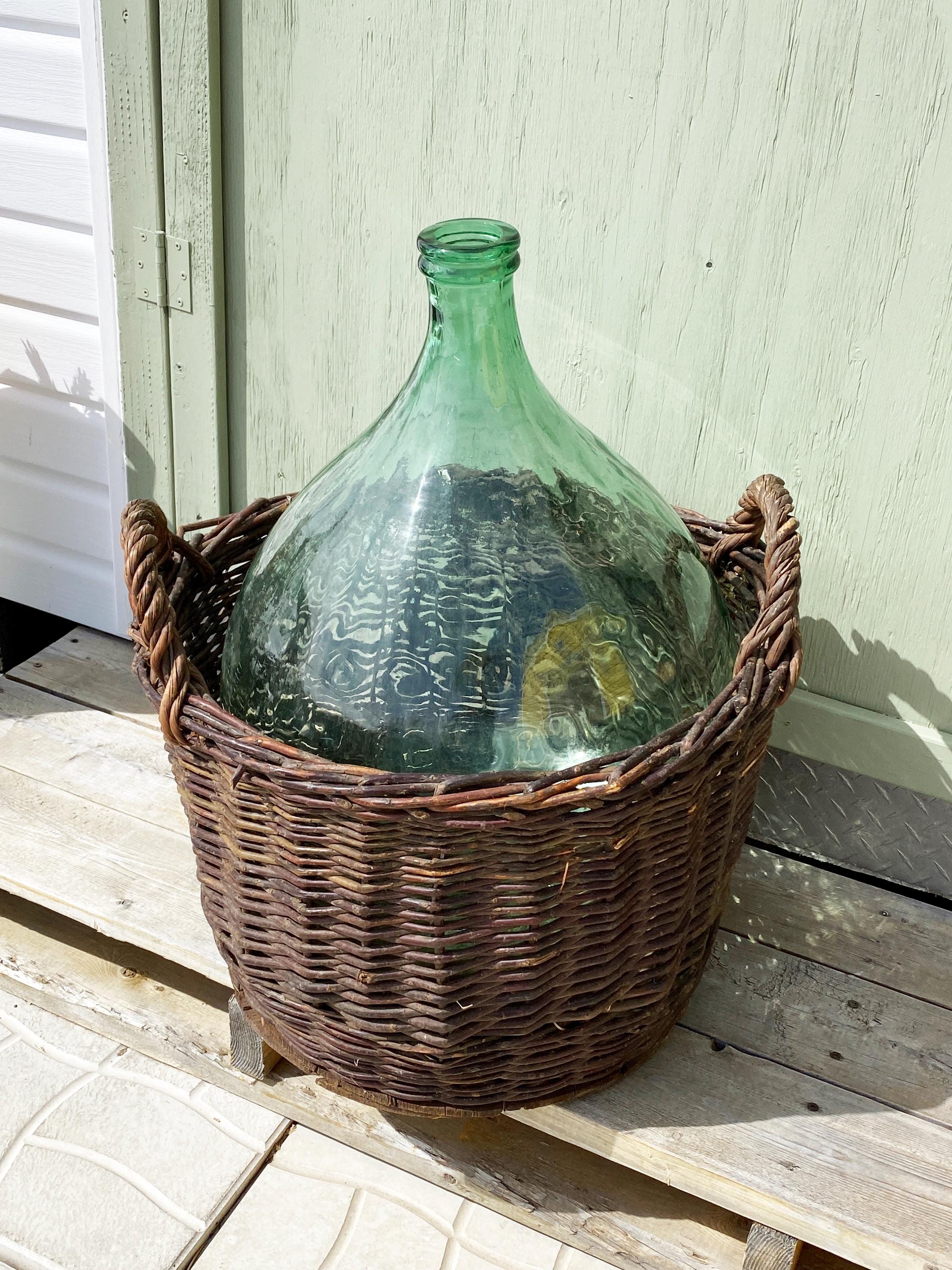 RARE Large Vintage Demijohn Wine Bottle With Weaved Wicker Basket