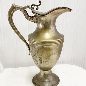 Vintage Silver Plated Metal Pitcher with Cover