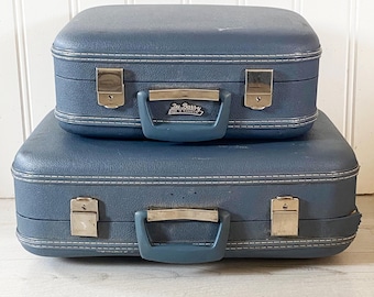 Vintage 1970's DuBarry Suitcases Set of Two Decorative Luggage Set