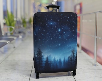 Blue Night Print Luggage Cover, Travel Gift, Vacation Gifts, Unique Colorful Suitcase Protector, Luggage Wrap, Luggage Cover,