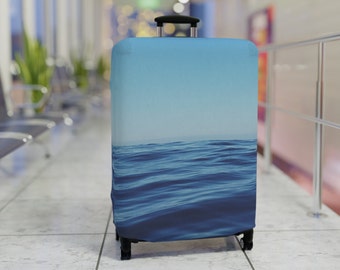 Blue Ocean Print Luggage Cover, Travel Gifts, Vacation Gifts, Unique Colorful Suitcase Protector, Luggage Wrap, Luggage Cover