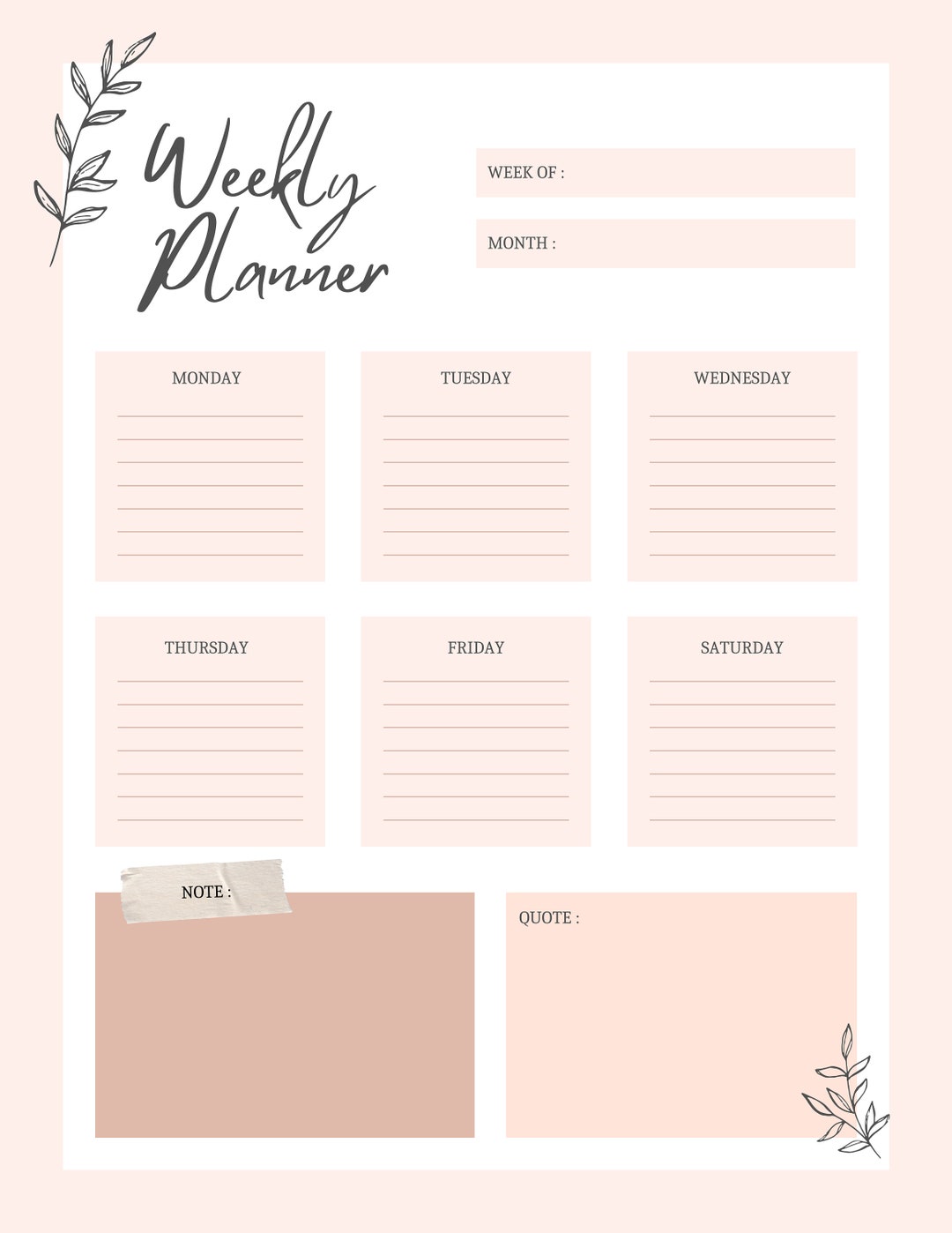 Weekly Planner Printable Weekly Planner Printable Planner Printable ...