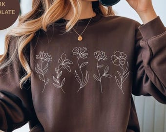 Wildblumen Sweatshirt, Blumen Sweatshirt mit Rundhalsausschnitt, Blumen Sweatshirt für Frauen, Blumen-Liebhaber-Sweatshirt, Blumen Hoodie, Frauen Geschenk