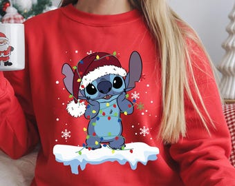 Maglietta di Lilo e Stitch, Natale di Lilo e Stitch, Maglietta di Stitch, Maglietta di Natale Disney, Felpa Disney, Maglietta di Natale, Regalo di Natale