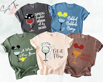 Disney Princess Drinking Comfort Colors® Shirt, Epcot Festival, Wine Princess Shirts, Food and Wine Festival Shirts, Matching Vacation Shirt