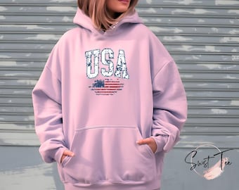 Retro VS-sweater, dames VS-sweater met ronde hals, VS-shirt, Amerika-sweater, 4 juli-sweatshirt, patriottisch sweatshirt