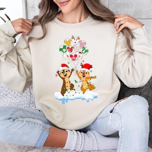Disney Couples Chip n Dale Double Trouble Christmas Sweatshirt, Chip N Dale Christmas Hoodie, Chip and Dale Sweater, Disney Christmas Sweat