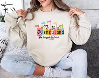 Sudadera Disneyland Est. 1955, Sudadera Disneyland El Lugar Más Feliz del Mundo, Sudadera Mickey y sus Amigos, Sudadera con Capucha Familiar Viaje a Disney