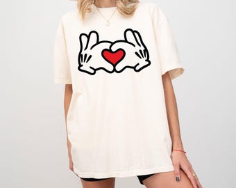 Mickey Heart Gloves Shirt, Disneyland Romantic Trip Shirt, Romantic Disney Shirt, Mickey and Minnie Heart Shirt, Lovers Holiday Shirt
