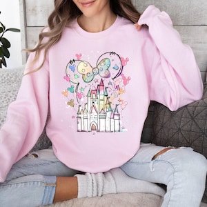 Disney Minnie Castle Sweatshirt, Magical Castle Sweater, Disney Watercolor Castle Hoodie, Disneyland Sweatshirt, Minnie Ears Hoodie image 1