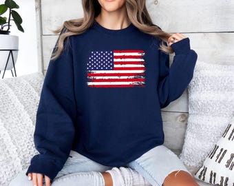 Sudadera con la bandera de EE. UU., sudadera de EE. UU., sudadera patriótica, sudadera con la bandera estadounidense, sudadera de América, sudadera retro, sudadera con la bandera de EE. UU.