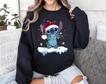 Lilo And Stitch Sweatshirt, Lilo And Stitch Christmas, Stitch Sweat, Disney Christmas Sweatshirt, Disney Sweatshirt, Christmas Hoodie