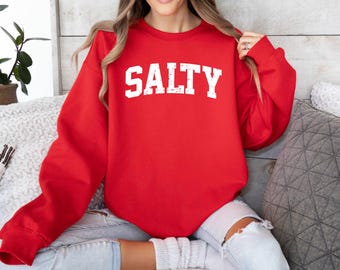 Salty sweater, strandsweater, cadeau strandliefhebber, zomerronde hals, vakantiesweater, strandshirt