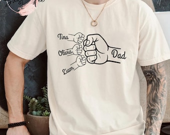 Custom Fist Bump Dad Shirt, Dad Shirt With Kids Names, Father's Day Gift, New Dad Shirt, New Dad Gift, Personalized Grandpa Shirt