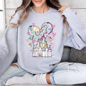 Disney Minnie Castle Sweatshirt, Magical Castle Sweater, Disney Watercolor Castle Hoodie, Disneyland Sweatshirt, Minnie Ears Hoodie image 3