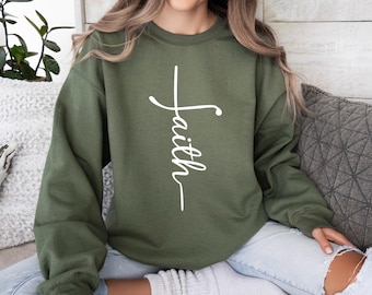Christian Sweatshirt, Bible Verse Sweater, Religious Outfit, Retro Faith Sweatshirt, Christian Cross Graphic Tees, Religious Sweatshirt