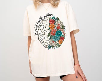 Mental Health Matters, Mental Health Shirt, School Psychologist Shirt, Inspirational Shirts, Mental Health Awareness Tee, Cute Brain Shirt