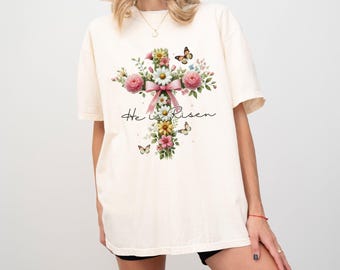Shirt Christian Comfort Colors® - hij is hier niet want hij is opgestaan Shirt - christelijk religieus T-shirt voor dames, Esus Christ Easter, Faith-shirt