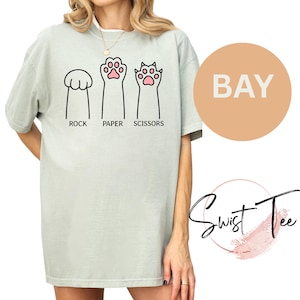 Stein Papier Schere Shirt, lustiges Katzenpfoten-Shirt, Unisex Rundhals-Shirt für Katzenliebhaber, Katzenbesitzer-Shirt, Katzenpfoten-Hemd, Geschenk für Katzenmama