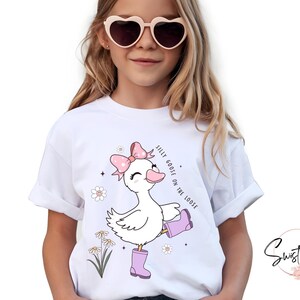 Freche Gans Kinder T-Shirt, freche Gans auf der losen Kinder T-Shirt, lustige Bauernhof Tiere Shirt, süßes Geschenk für Mädchen, Geburtstagskind-T-Stück, Enkel-Shirt