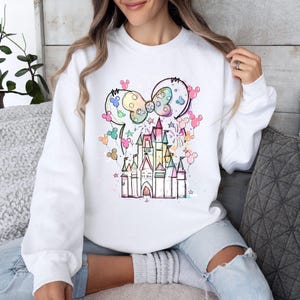 Disney Minnie Castle Sweatshirt, Magical Castle Sweater, Disney Watercolor Castle Hoodie, Disneyland Sweatshirt, Minnie Ears Hoodie image 4