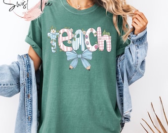 Comfort Colors® Floral Teacher Shirt Cute Teacher Gift Spring Floral Teacher Tee Gift for Teacher Teaching Shirt Teacher Appreciation Gift