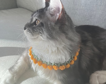 Cute Soft Crochet Collar Cat Clothes Cat Costume Kitten Outfit Handmade Cat Accessories Pet Necklace Flower Neckwear Bib Gift for Cats