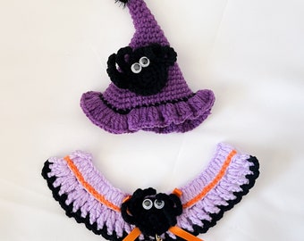 Cat Halloween Outfit Crochet Collar for Cats Clothes Knitted Neckwear Cute Cat Hat Handmade Cat Accessory Adjustable Bib Cat Lover Gift