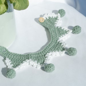 Cute Soft Adjustable Green Kitten Crochet Cat Collar Costume Cat Clothes Knit Neckwear Outfit Handmade Cat Accessory Bib Bandana Cat Lover