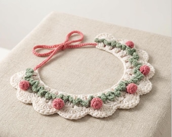 Cute Spring Summer Crochet Collar for Cats Clothes Knitted Neckwear Outfit Handmade Cat Accessory Strawberry Adjustable Bib Cat Lover Gift