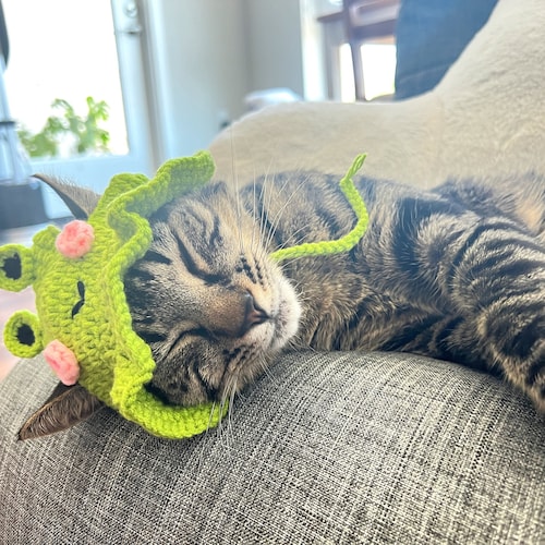 Green Crochet Cute Frog Bucket Hat Cat Costume Kitten Knitted Accessories Funny Pet Halloween Outfit Kawaii Lovely Cat Clothes Gift for Pets