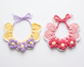 Crochet Soft Flower Cat Collar Handmade Daisy Pet Collar Floral Kitten Accessory Cute Pet Photo Prop Spring Cat Outfit Costume Gift for Cats