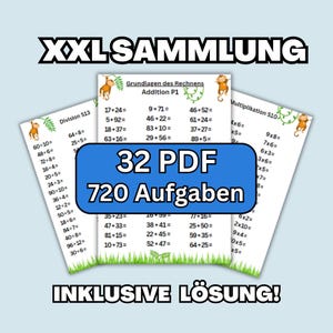 Math tasks elementary school up to 100 // Addition, subtraction, multiplication and division // XXL math practice tasks collection // Dina-4 PDF