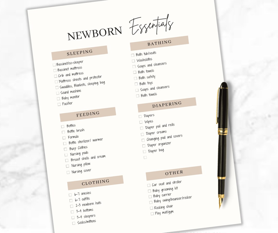 Newborn Baby Essential Checklist Printable, Newborn Baby Checklist ...