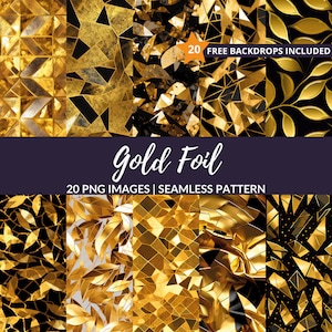 Gold Foil Seamless Pattern - 20 PNG Digital Texture Paper Backgrounds, Instant Download, Commercial Use