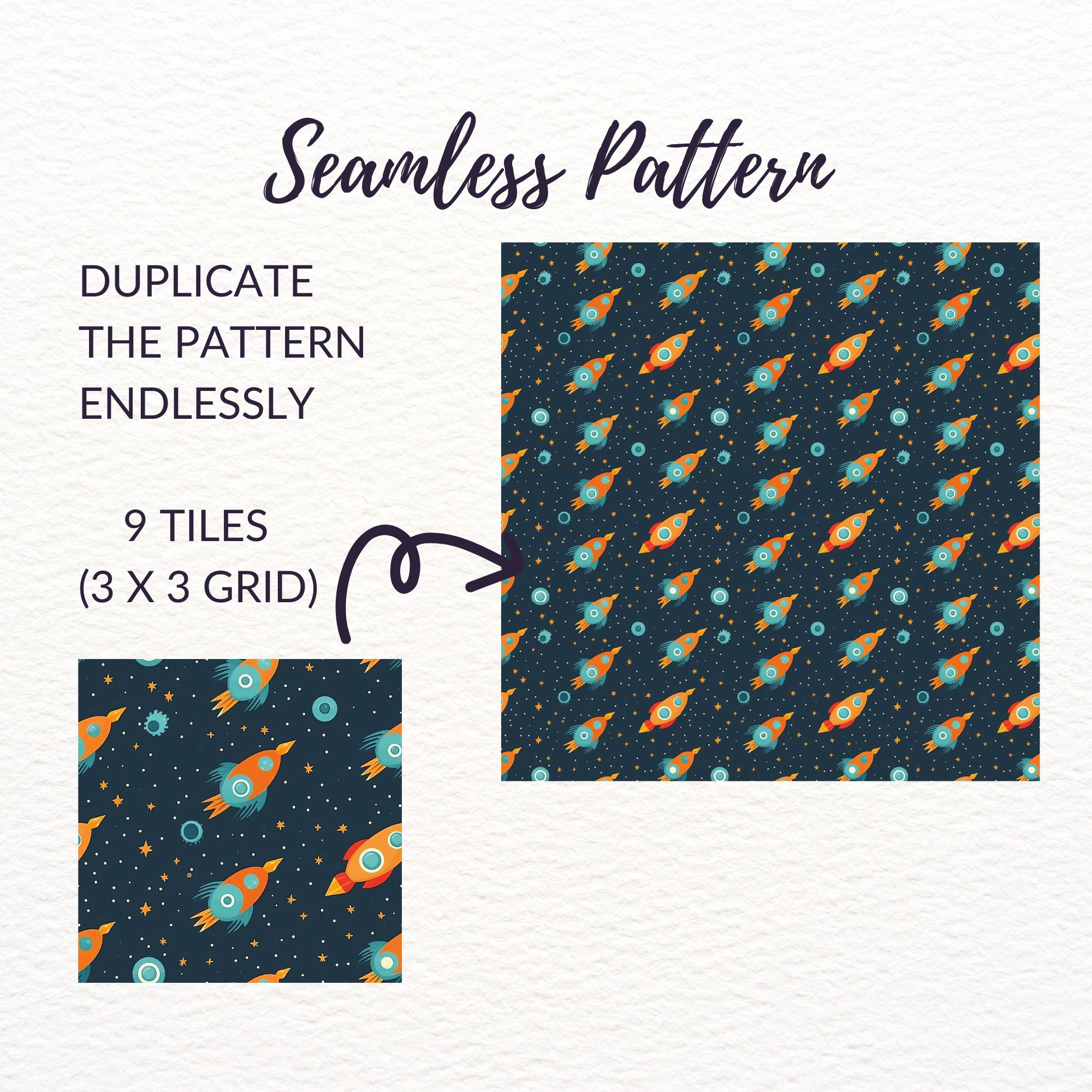 Space Rocket Seamless Pattern - 20 Galactic Space Ship Digital Paper ...