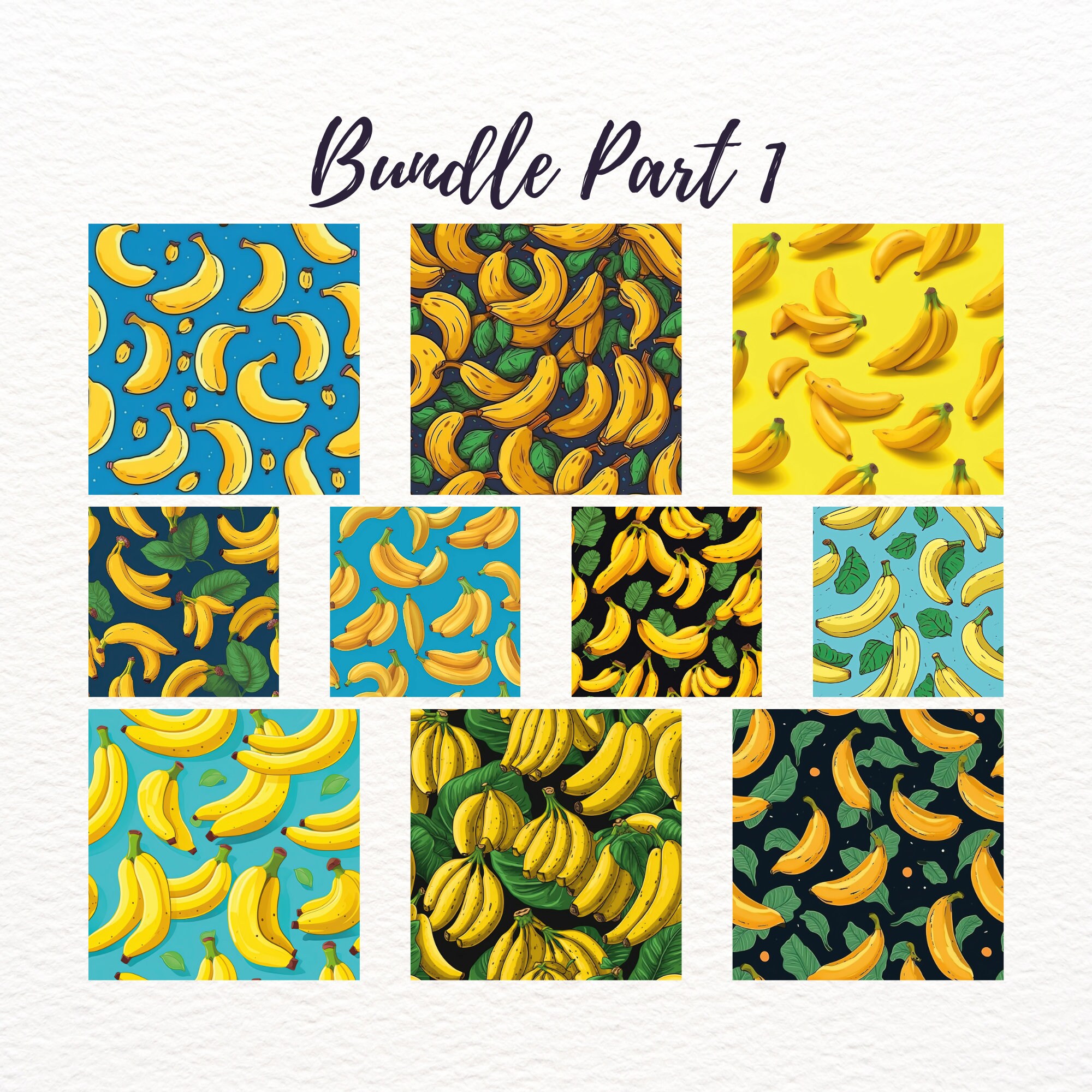 Banana Seamless Pattern - 20 Tropical Fruits Digital Paper, Instant ...