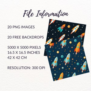 Space Rocket Seamless Pattern - 20 Galactic Space Ship Digital Paper ...