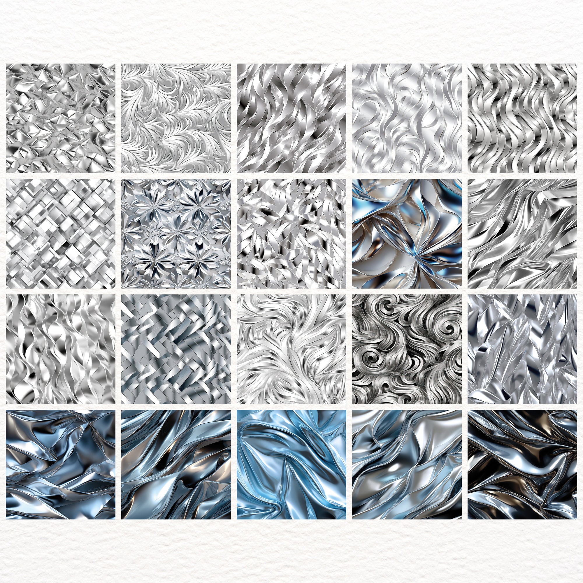 Silver Foil Seamless Pattern - 20 PNG Digital Texture Paper Backgrounds ...